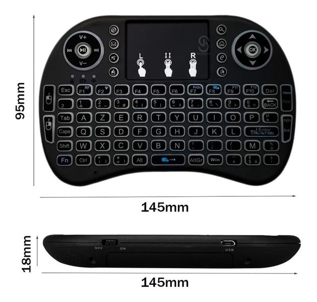 Imagem de Mini Teclado Wireless Sem Fio Keyboard Touch Usb Smart Tv Pc - KAPBOM