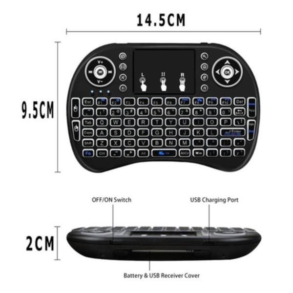 Imagem de Mini Teclado Wireless Touch Pad Pc Android Tv Smart Com Led