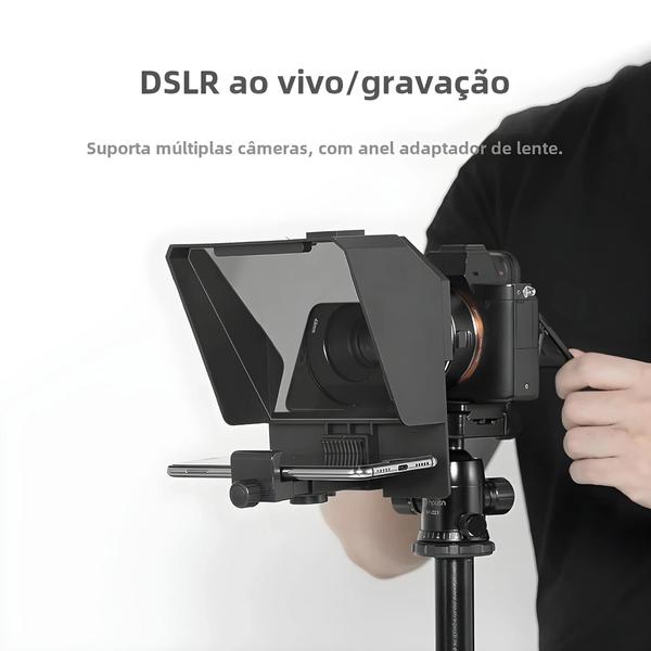 Imagem de Mini Teleprompter Portátil para Celular e DSLR - com Controle Remoto