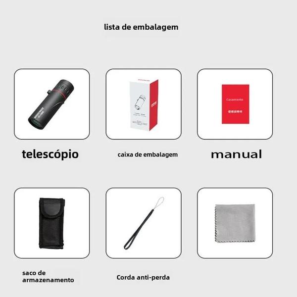 Imagem de Mini Telescópio Monocular HD 2000x24 com Suporte para Smartphone - Ideal para Camping e Atividades ao Ar Livre