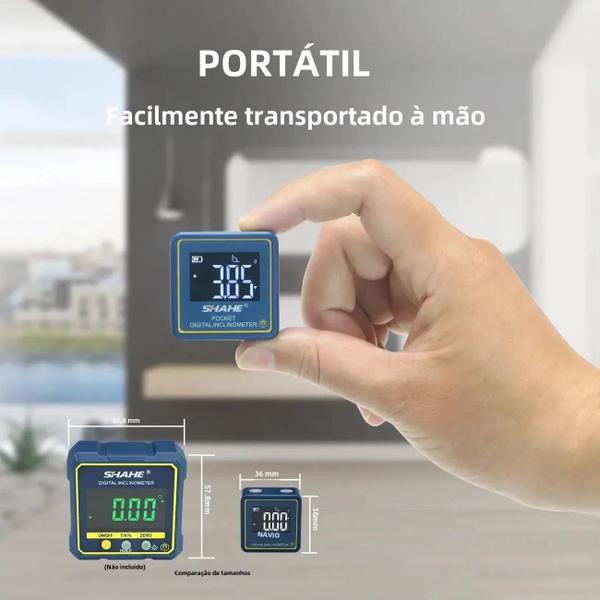 Imagem de Mini Transferidor Digital Portátil Shahe - Inclinômetro para Medição de Ângulo