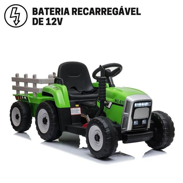 Imagem de Mini Trator Elétrico 12V Cor Verde Com Carreta BW210VD IMPORTWAY