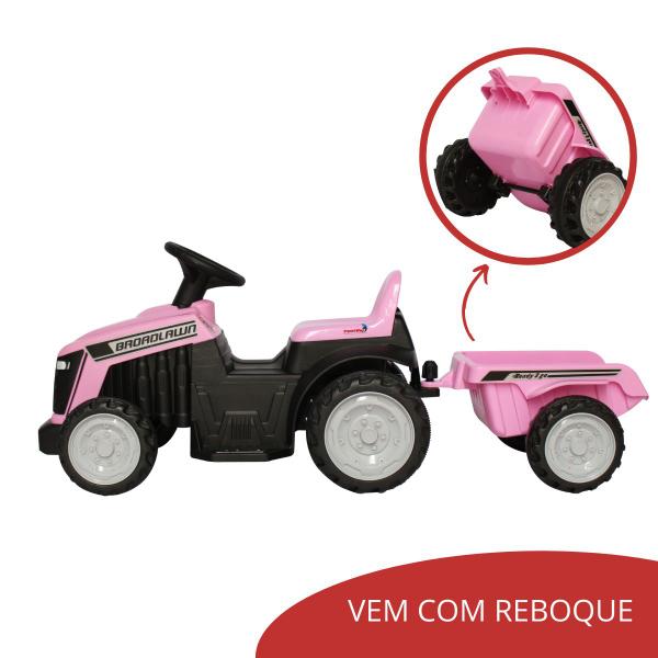 Imagem de Mini Trator Elétrico Carrinho Carro Infantil Kids 6v Reboque Rosa