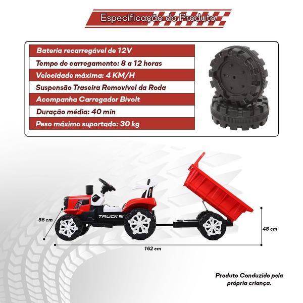 Imagem de Mini Trator Elétrico Infantil Motorizado Com Controle Remoto