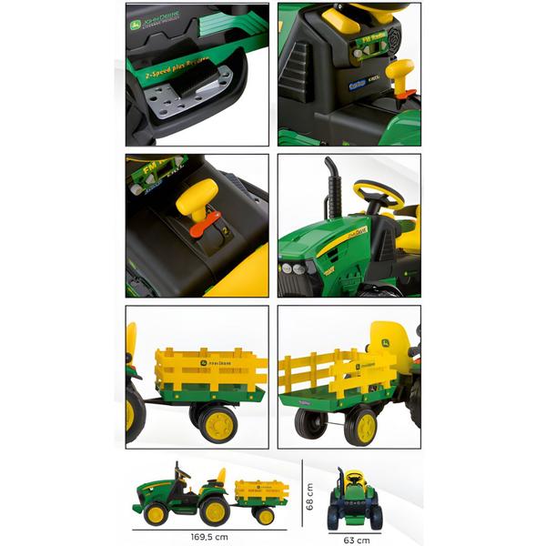Mini Trator Elétrico John Deere A Bateria 12v Rádio Infantil - Peg Perego Imagem de Mini Trator Elétrico John Deere A Bateria 12v Rádio Infantil