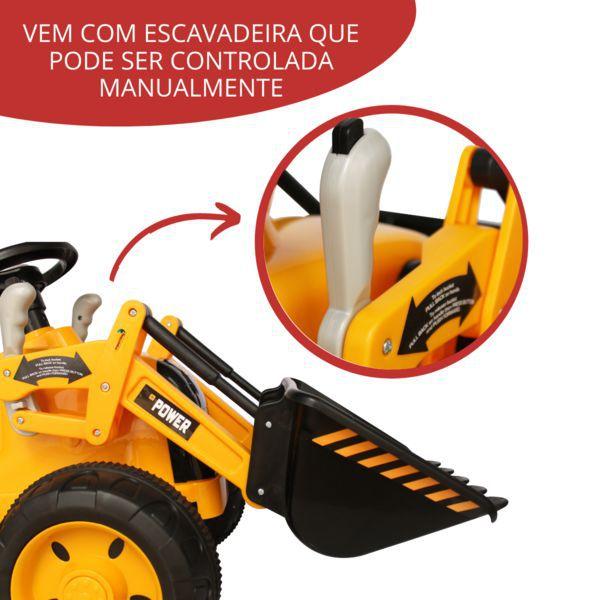 Imagem de Mini Trator Infantil Eletrico Escavadeira 12V Amarelo BW081AM