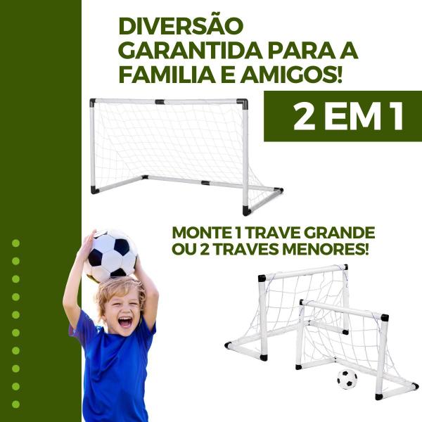 Imagem de Mini Trave Gol 2 Em 1Futebol Infantil c/ Bola e Bomba - DM Sport