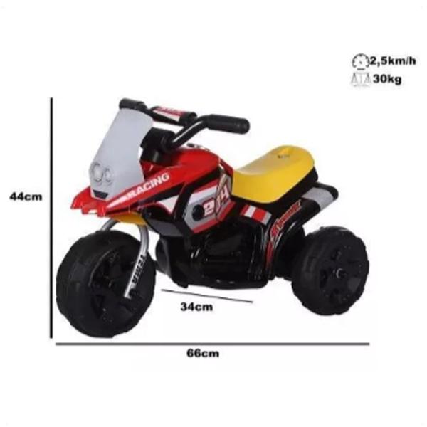 Imagem de Mini Triciclo Elétrico Moto Infantil Luz Som Vermelho 6V