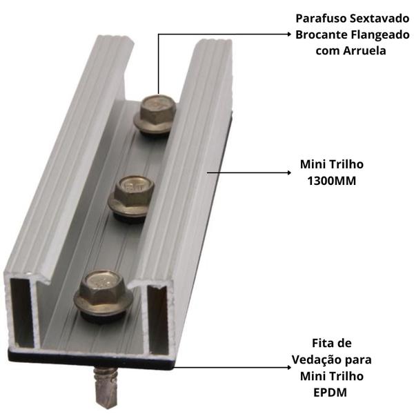 Imagem de Mini Trilho 130mm - Telha Metálica Para Placa Solar 06 Peças