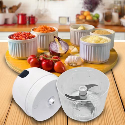 Imagem de Mini Triturador de Alho 250ml Automático Recarregável Processador de Legumes Moedor de Alimentos 3 Lâminas USB