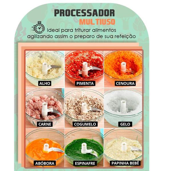 Imagem de Mini Triturador Processador Fatiador De Alimentos 3 Lâminas