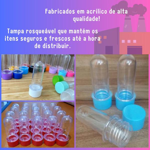 Imagem de Mini Tubetes Para Lembrancinha - 20 Unidades - Mini Tubete de Acrílico 8 cm, Tubo Lembrancinha Festas