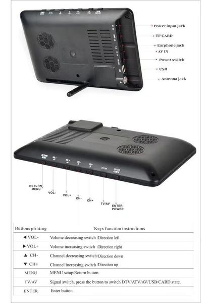 Imagem de Mini Tv Digital Monitor Portátil 7 Polegadas Led Hd Usb Av