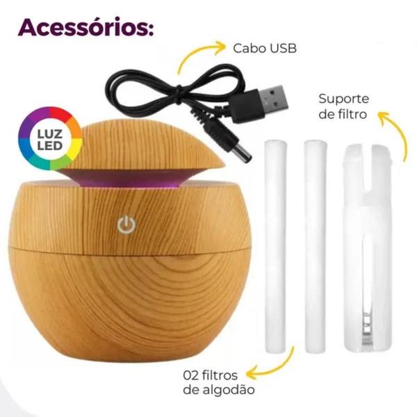 Imagem de Mini Umidificador de Ar e Aromatizador de Ambientes Tipo Madeira