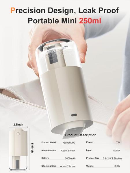 Imagem de Mini umidificador portátil Guirock H3 de purificação automática 250mL