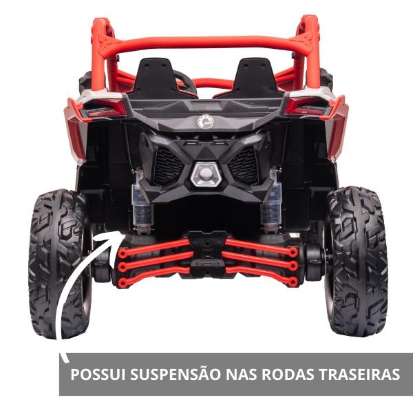 Imagem de Mini Utv Carro Can Am Maverick Elétrico 24V Infantil Jipe Buggy Led Som Usb Vermelho Importway Bw238