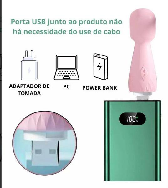 Imagem de Mini Varinha Mágica - SUPER POTENTE ROSA - RECARREGÁVEL