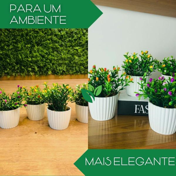 Imagem de Mini Vasinhos Com Flores Artificiais Decoração para Casa Escritorio Quarto