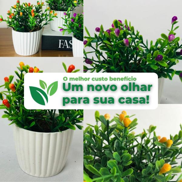 Imagem de Mini Vasinhos Com Flores Artificiais Decoração para Casa Escritorio Quarto