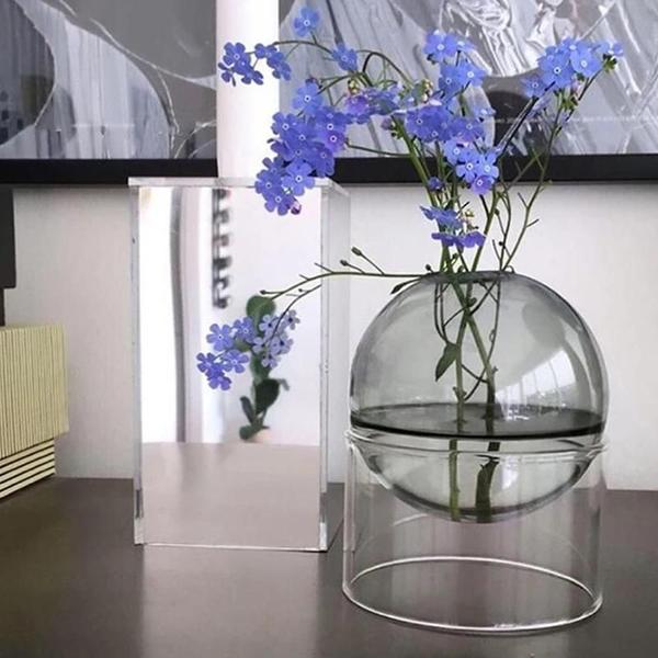 Imagem de Mini Vaso de Flores Redondo de Vidro Borosilicato - Recipiente Hidropônico para Decoração de Casa