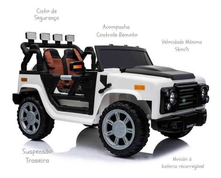 Imagem de Mini Veiculo Elétrico Jipe Off Road 4X4 Branco Som E Luz 643