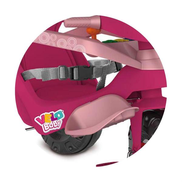 Imagem de Mini Veiculo Triciclo Velobaby Reclinavel Cor Rosa Com Capo