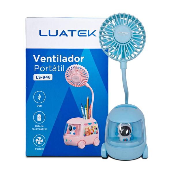 Imagem de Mini Ventilador 2 Velocidades Recarregável Com Base Para Colar Lápis Caneta Coleção