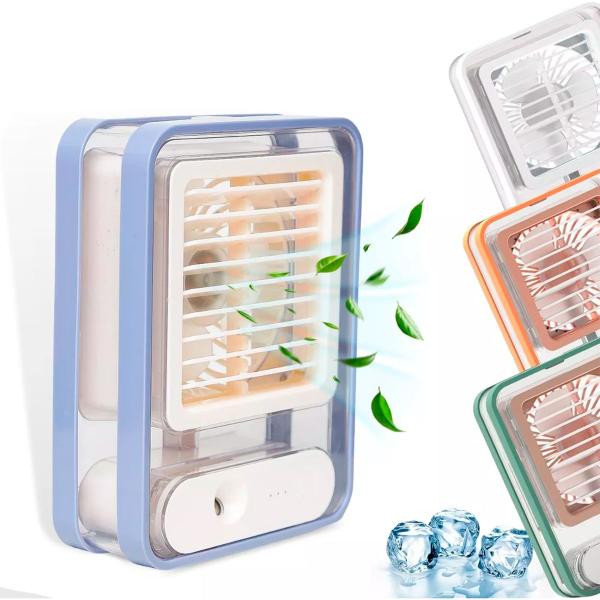 Imagem de Mini Ventilador Ar Gelado Umidificador Luz Led Portatil