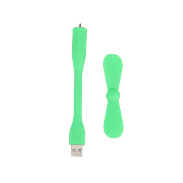 Mini Ventilador Bendable USB Portátil Flexível Verde Claro - DualComp Imagem de Mini Ventilador Bendable USB Portátil Flexível Verde Claro