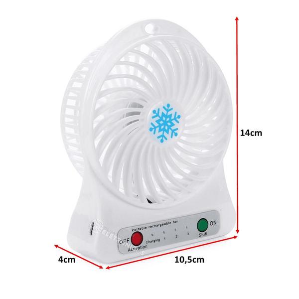 Imagem de Mini Ventilador Branco Pequeno Portátil A Pilha Recarregável 30952