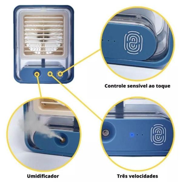 Imagem de Mini Ventilador Climatizador De Ar Com Reservatório Para Água Luz de Led Bivolt  110v/220v - Envio Imediato