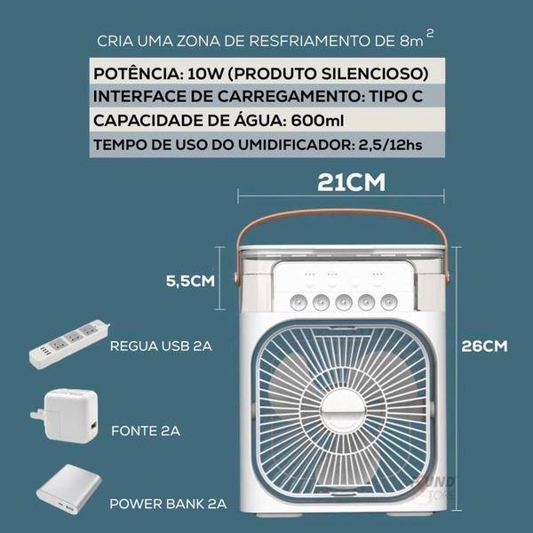 Imagem de Mini Ventilador Climatizador Umidificador Portátil Com LED  - AIRCOO