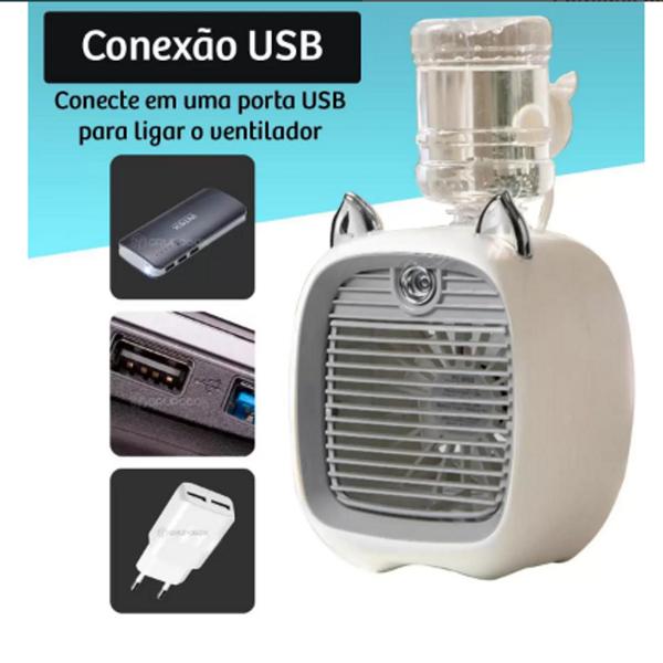 Imagem de Mini Ventilador de Água, 3 Velocidade Humidificador Climagizador MIni Ar Condicionado,