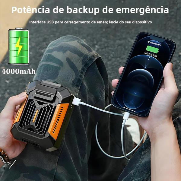 Imagem de Mini Ventilador De Cintura Portátil Recarregável 4000mAh Power Bank LED Iluminação Sem Fio Para