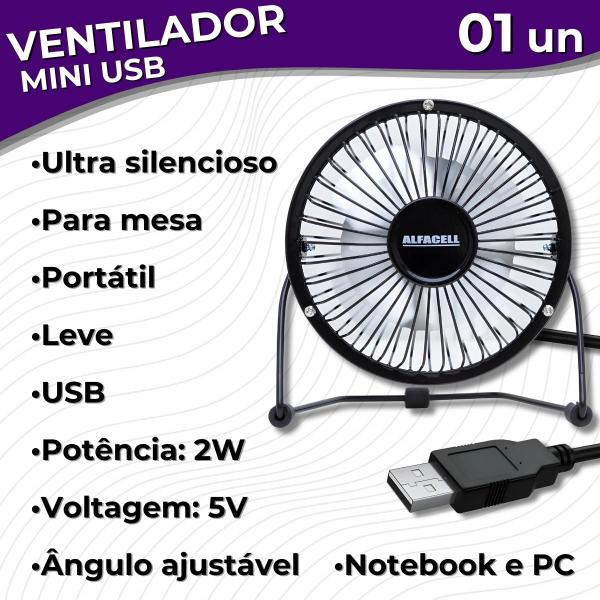 Mini Ventilador de Mesa com Entrada USB Pequeno Silencioso Mesa Notebook Carros - Alfacell Imagem de Mini Ventilador de Mesa com Entrada USB Pequeno Silencioso Mesa Notebook Carros - Alfacell