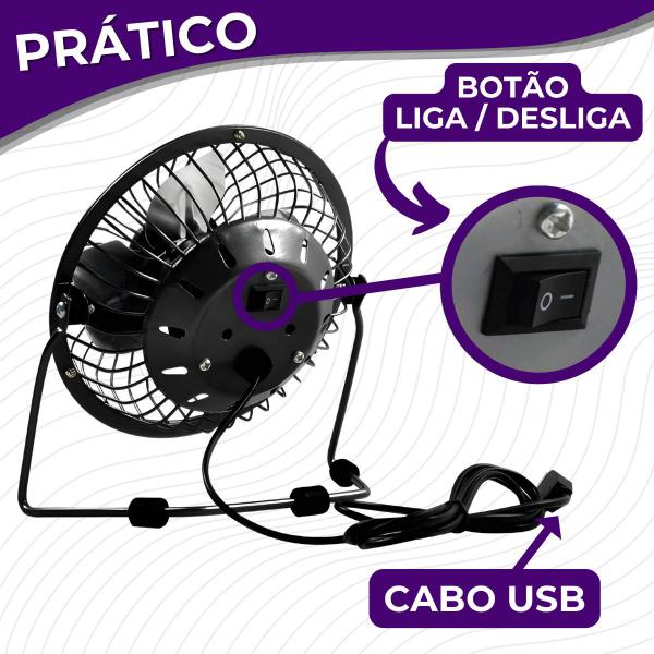 Imagem de Mini Ventilador de Mesa com Entrada USB Pequeno Silencioso Mesa Notebook Carros - Alfacell