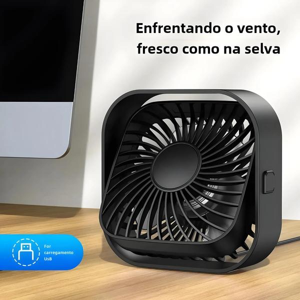 Imagem de Mini Ventilador de Mesa Portátil USB - 3 Velocidades, 360° Giratório e Silencioso