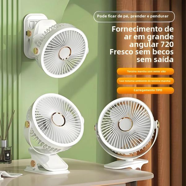 Imagem de Mini Ventilador de Mesa Recarregável USB - Rotação 360° - Portátil