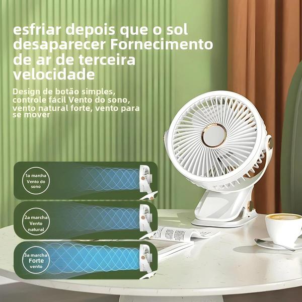 Imagem de Mini Ventilador de Mesa Recarregável USB - Rotação 360° - Portátil