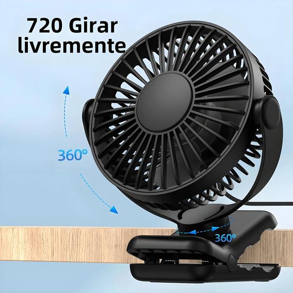 Imagem de Mini Ventilador de Mesa USB Portátil - 3 Velocidades, Silencioso, 720°