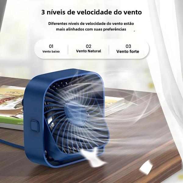 Imagem de Mini Ventilador de Mesa USB Portátil e Silencioso TOPK - 3 Velocidades e Rotação 360°