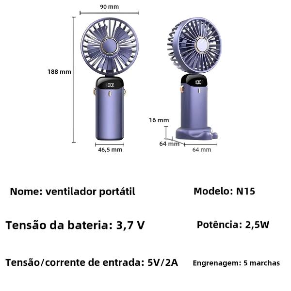 Imagem de Mini Ventilador De Pescoço Elétrico Recarregável Portátil USB Refrigerador De Ar Condicionado Com