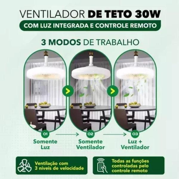 Imagem de Mini Ventilador de Teto 110v/220v com Rotação 360