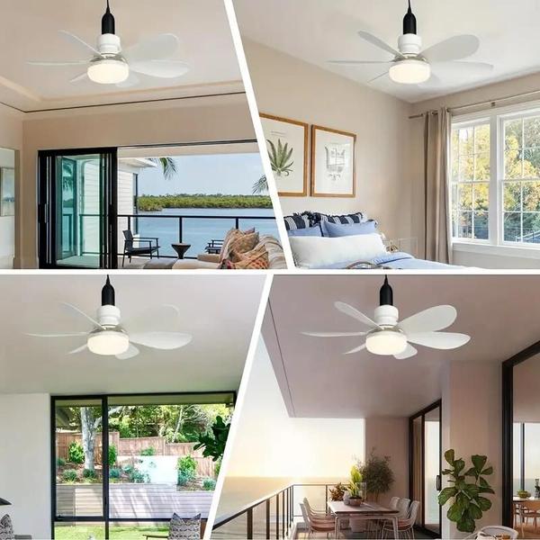 Mini Ventilador de teto super silencioso Lampada Potencia 40W Central 3 Niveis Branco Abajur Programado - Fanlight Imagem de Mini Ventilador de teto super silencioso Lampada Potencia 40W Central 3 Niveis Branco Abajur Programado