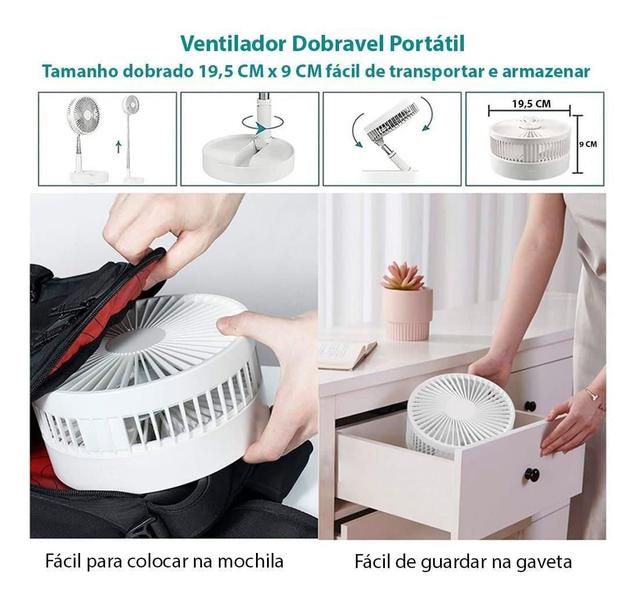 Imagem de Mini Ventilador Dobrável Portátil Silencioso Usb Branco