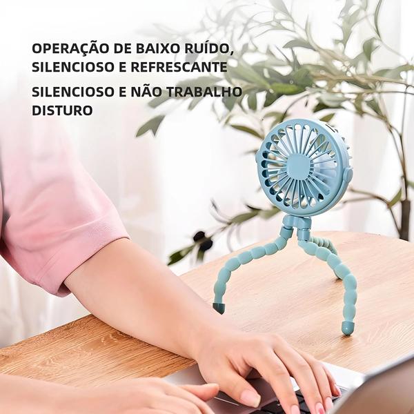 Imagem de Mini Ventilador Dobrável USB Portátil e Silencioso - Para Carrinho de Bebê