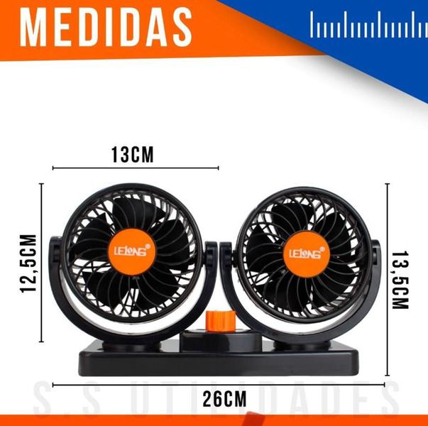 Imagem de Mini Ventilador Duplo Veicular 12 V Automotivo Potente Carro e Caminhão - CRX