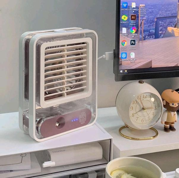 Imagem de Mini Ventilador e Umidificador de ar com Led 3 velocidade Refrigerador de ar