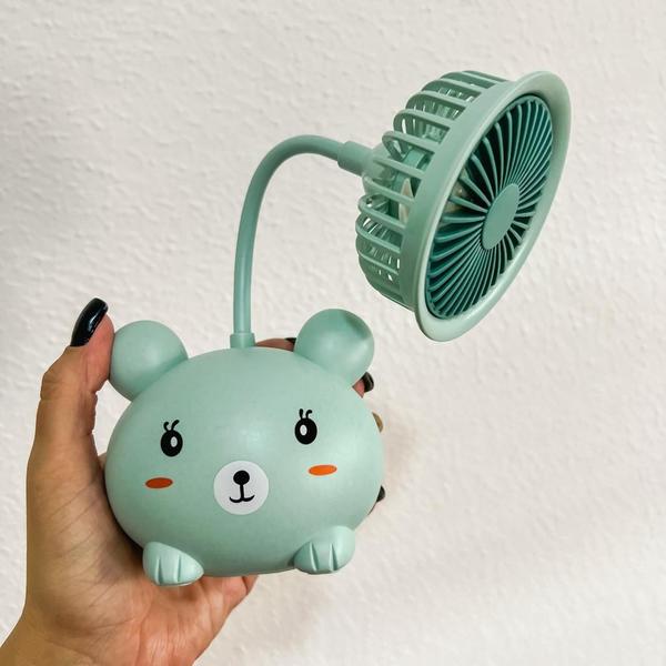 Imagem de Mini Ventilador Gatinho Ursinho Mesa Portátil Recarregável Apontador