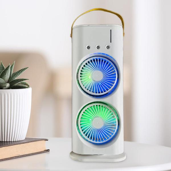 Imagem de Mini Ventilador Giratório e Climatizador de Ar com RGB e controle